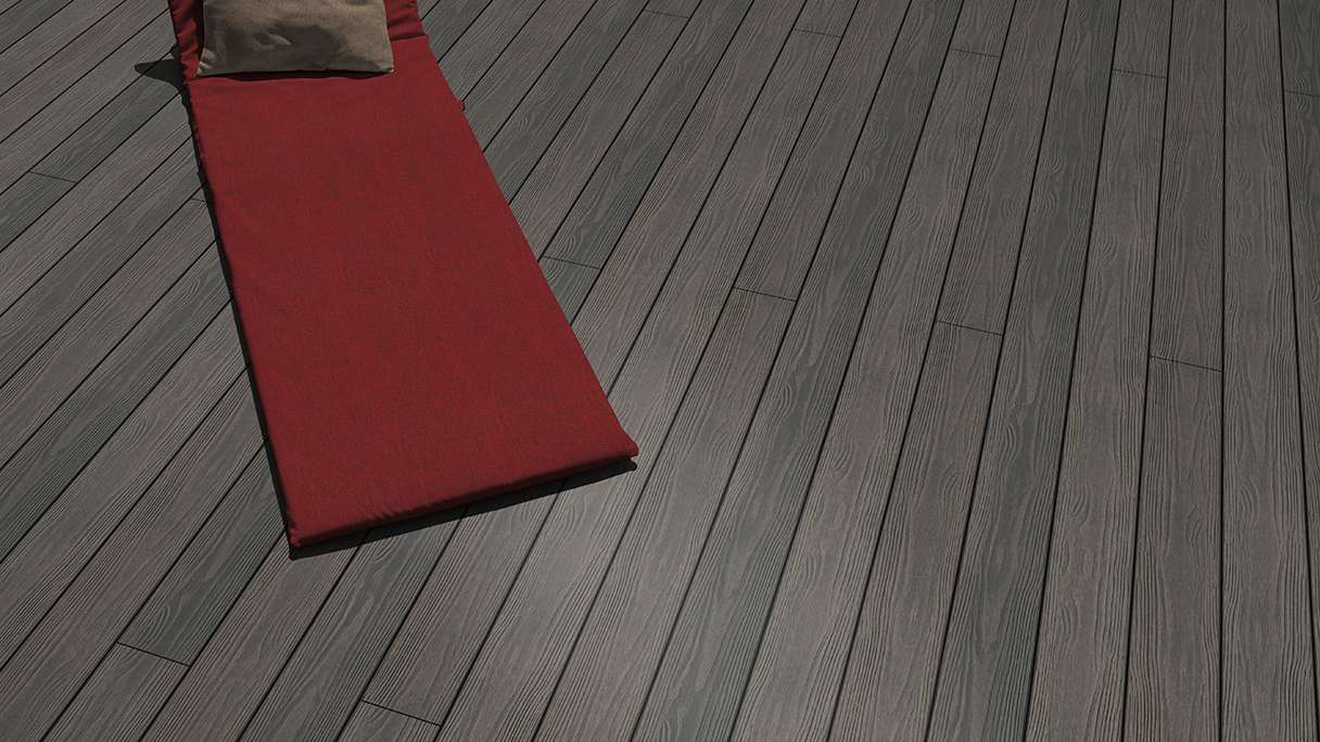planeo Authentic Wood - BPC Terrassendiele Massiv - Medium Grey strukturiert