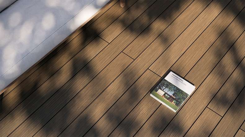 planeo AntikWood WPC-Terrasse Komplett-Set Massivdiele 3.6m (25.4m²) - Hellbraun antik gealtert