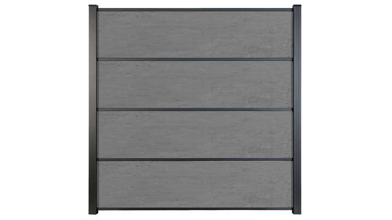 planeo Gardence Resistant - HPL-Steckzaun Betongrau 180 x 183 cm