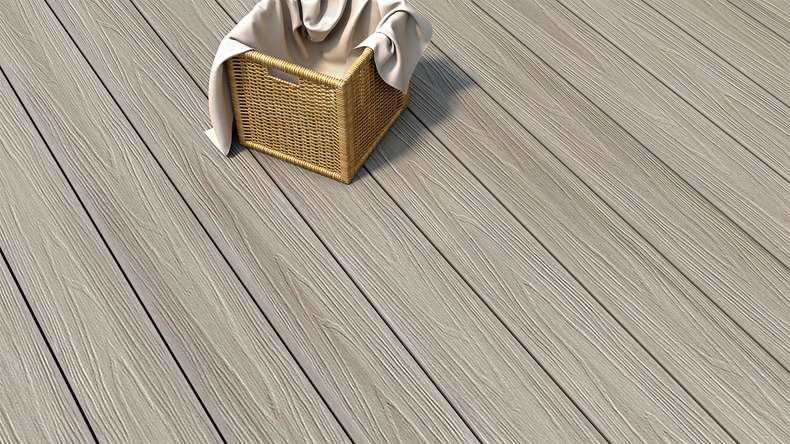 planeo MAXLine Nature - 3m WPC CoEx ummantelte XL Terrassendiele Verbundprofil leicht - Hellgrau strukturiert/glatt gebürstet