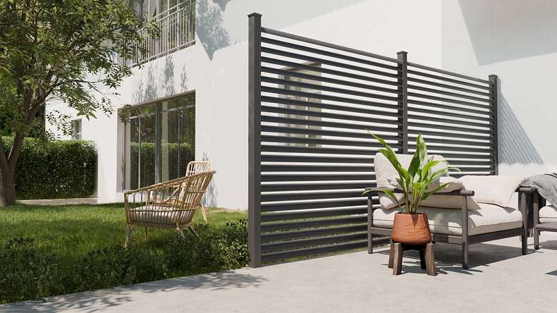 planeo Gardence Metallic Ellipse - Alu-Gartenzaun Quadratisch Anthrazit | DB703