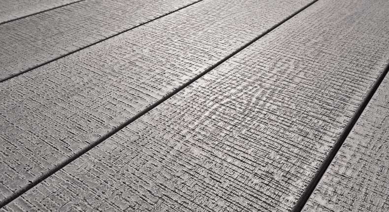 Komplett-Set TitanWood 3m Massivdiele Holzstruktur Hellgrau 21m² inkl. Alu-UK