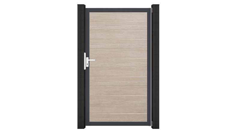planeo Gardence Simply Small - PVC-Universaltor Sheffield Oak mit Alu-Rahmen in Anthrazit | DB703 100 x 180 cm