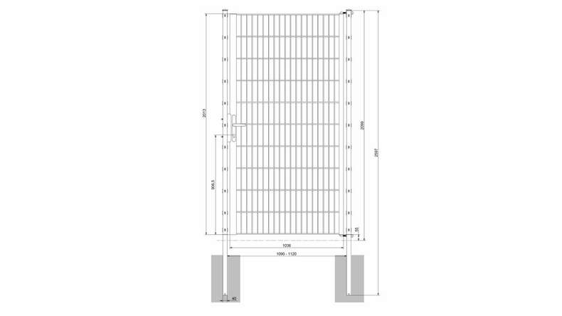 planeo Universaltor leicht 1-flg. Anthrazit H 2000 x B 1090 mm inkl. Torpfosten