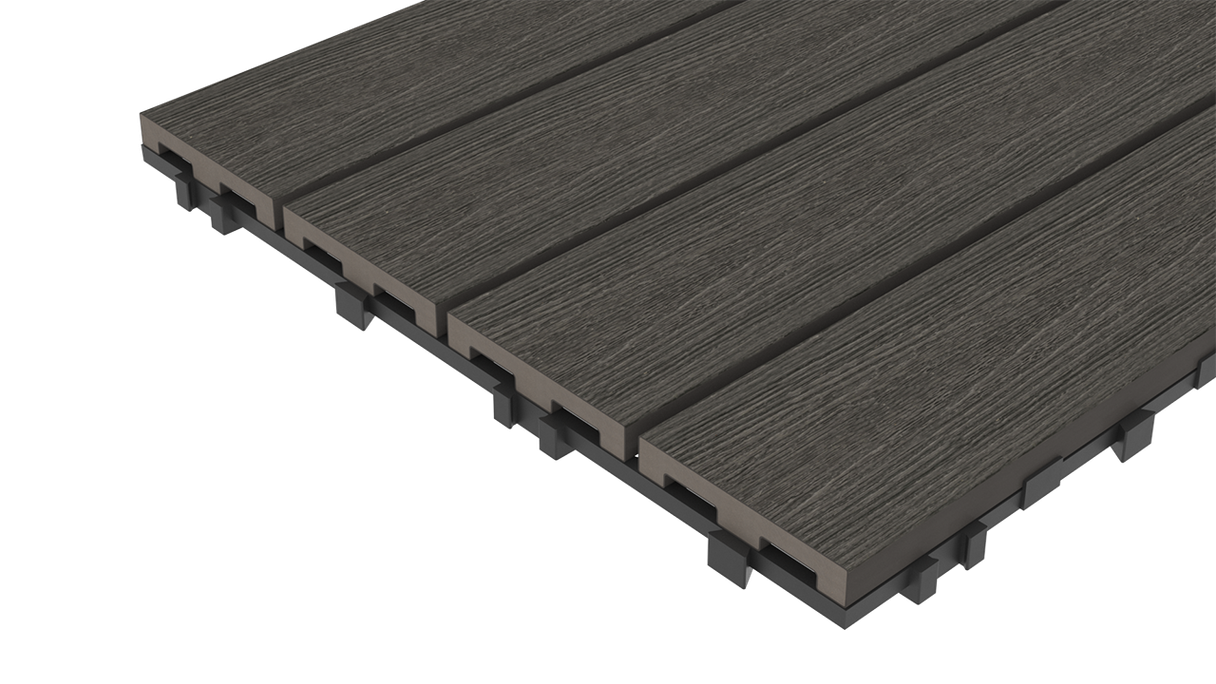 planeo WPC-CoEx-Terrassenfliese Dunkelgrau 90x30 cm
