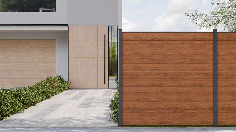planeo Gardence Simply Small - PVC-Steckzaun Golden Oak 180 x 180 cm