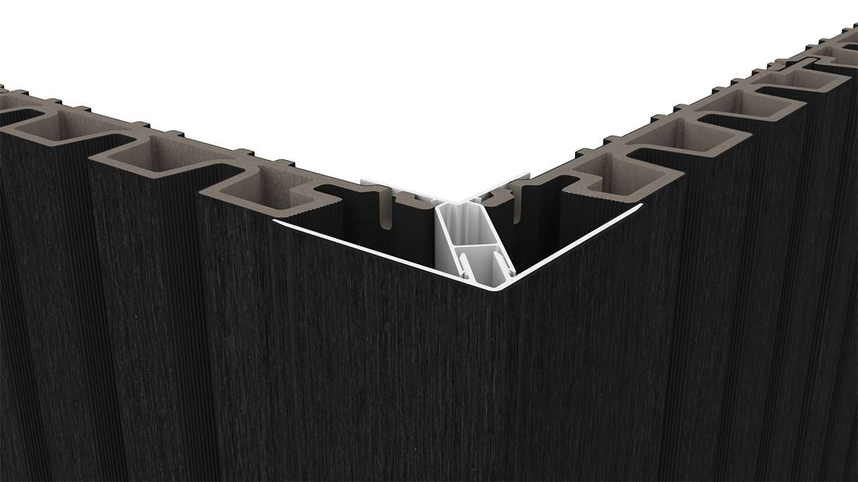 planeo LINEA - Alu CoEx Außeneckprofil Schwarz 3000 x 66 x 66 mm