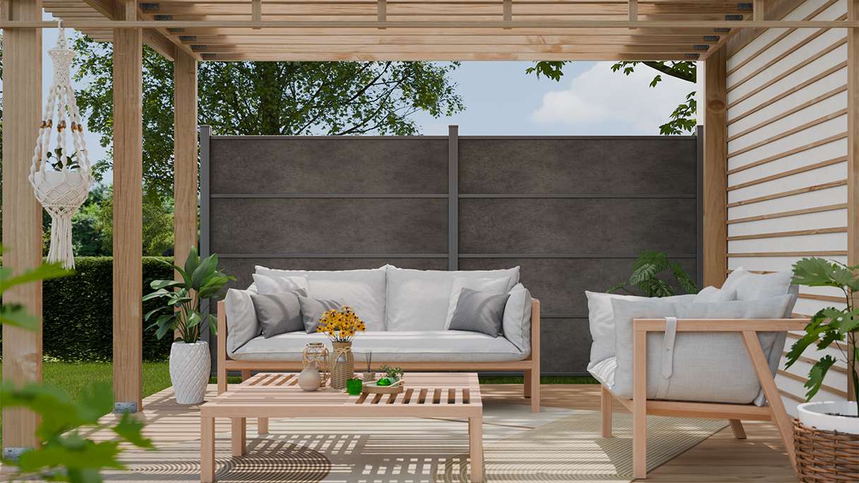planeo Gardence Resistant - HPL-Steckzaun Anthrazitgrau 180 x 183 cm