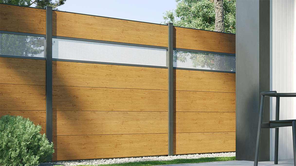 planeo Gardence Simply - PVC-Steckzaun Quadratisch Asteiche Natur