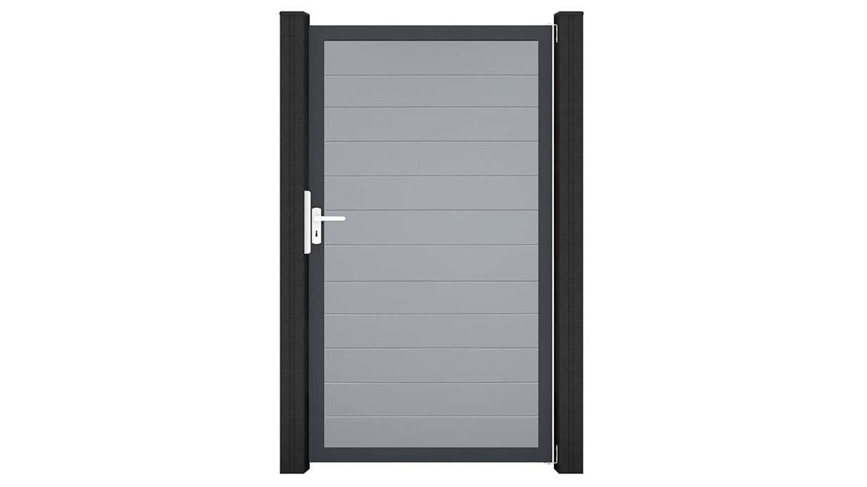 planeo Gardence Simply Small - PVC-Universaltor Silbergrau mit Alu-Rahmen 100 x 180 cm