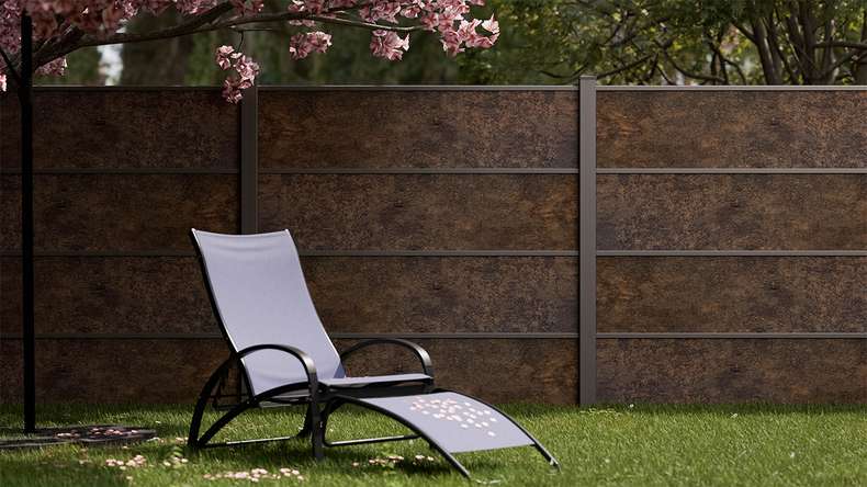 planeo Gardence Resistant - HPL-Steckzaun Rostoptik 180 x 183 cm