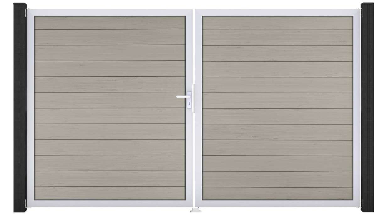 planeo Gardence Strong - BPC-Tor - 2-flügelig Bi-Color Sand mit Alurahmen