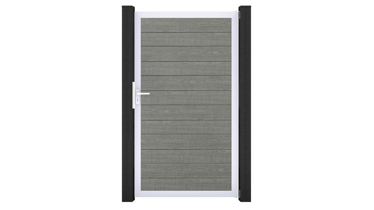 planeo Gardence Simply Small - PVC-Universaltor Grey Ash Cut mit Alu-Rahmen 100 x 180 cm
