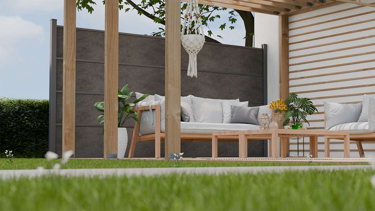 planeo Gardence Resistant - HPL-Steckzaun Anthrazitgrau 180 x 183 cm