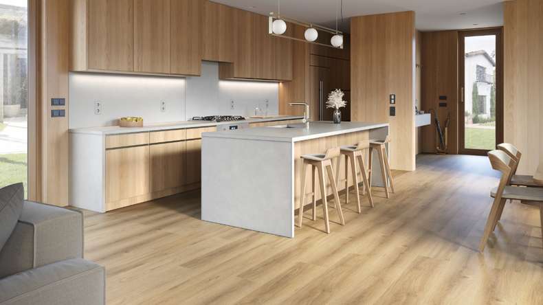 planeo Rigid Klick Vinyl - SolutionX 2in1 Eiche Hellbraun | Trittschalldämmung integr. (ECF-0008)