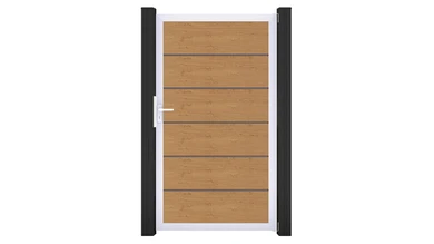 planeo Gardence Simply Premium - PVC-Universaltor Asteiche Natur mit Alu-Rahmen 100 x 180 cm