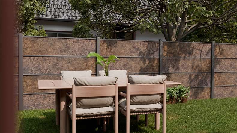 planeo Gardence Resistant - HPL-Steckzaun Rostoptik 180 x 183 cm