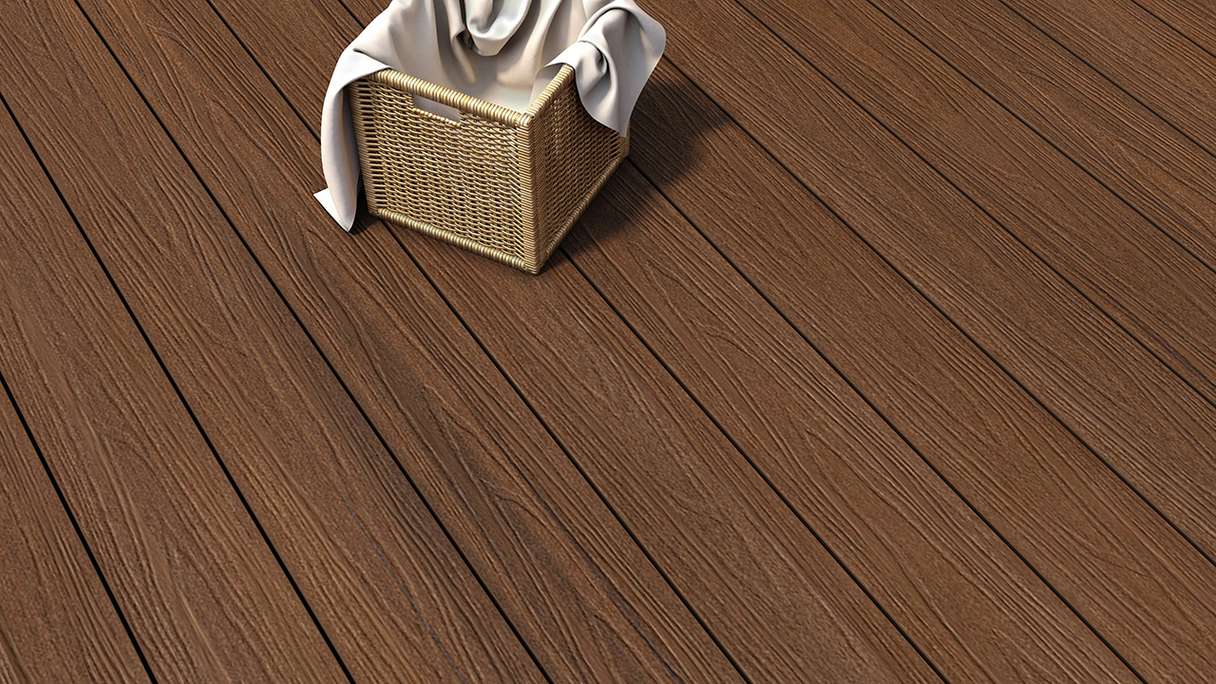 planeo MAXLine Nature - 3m WPC CoEx ummantelte XL Terrassendiele Verbundprofil leicht - Ipe Braun strukturiert/glatt gebürstet
