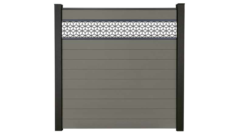 planeo Gardence Strong - BPC-Steckzaun Cube Grau 180 x 180 cm