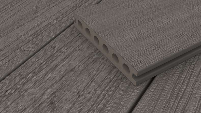planeo WOODLine Nature - 3m WPC CoEx ummantelte Terrassendiele Verbundprofil leicht - Dunkelgrau strukturiert/glatt gebürstet