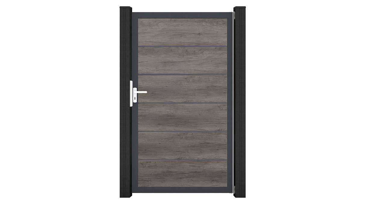 planeo Gardence Simply Premium - PVC-Universaltor Monument Oak mit Alu-Rahmen 100 x 180 cm