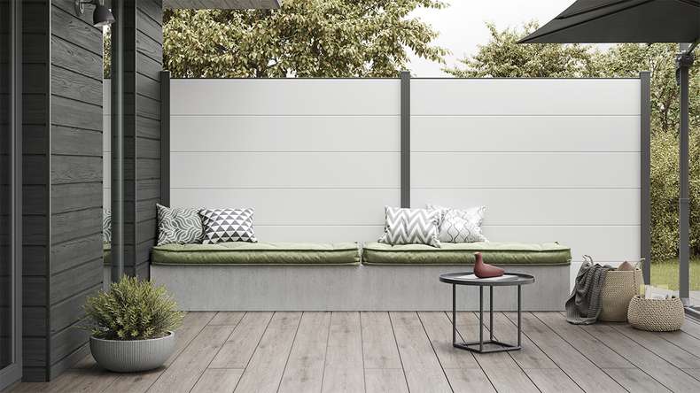 planeo Gardence Simply - PVC-Steckzaun Quadratisch Weiss 180 x 180 cm