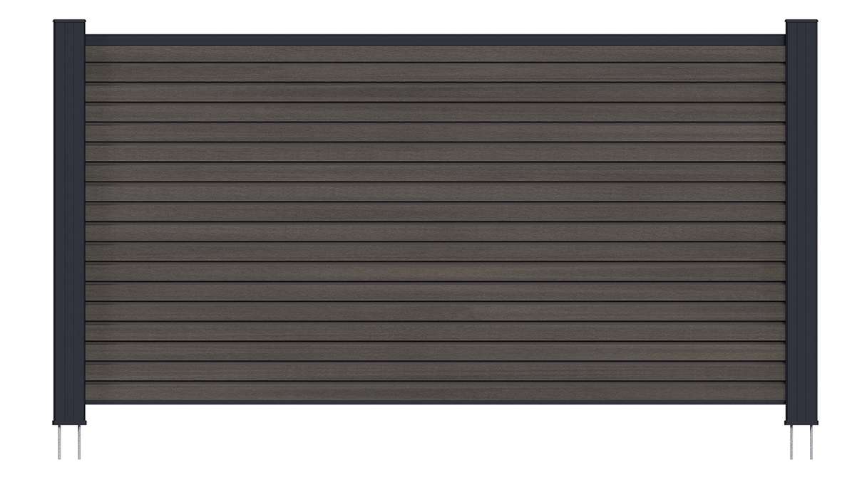 planeo LINEA - WPC CoEx Rhombus Vorgarten Steckzaun Dunkelgrau 180 x 90 cm