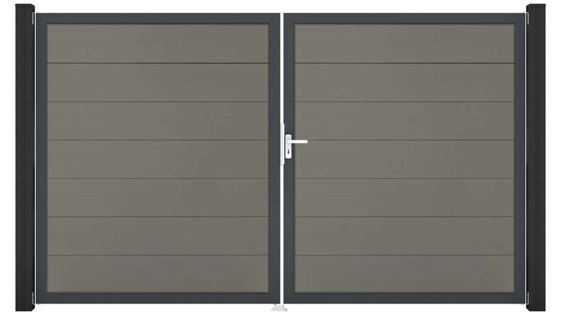 planeo Gardence Strong XL - BPC-Tor - DIN Rechts 2-flügelig Grau mit Anthrazit-Alurahmen
