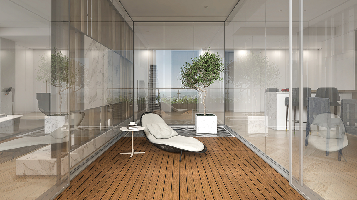 planeo WPC-CoEx-Terrassenfliese Burma Teak 90x30 cm