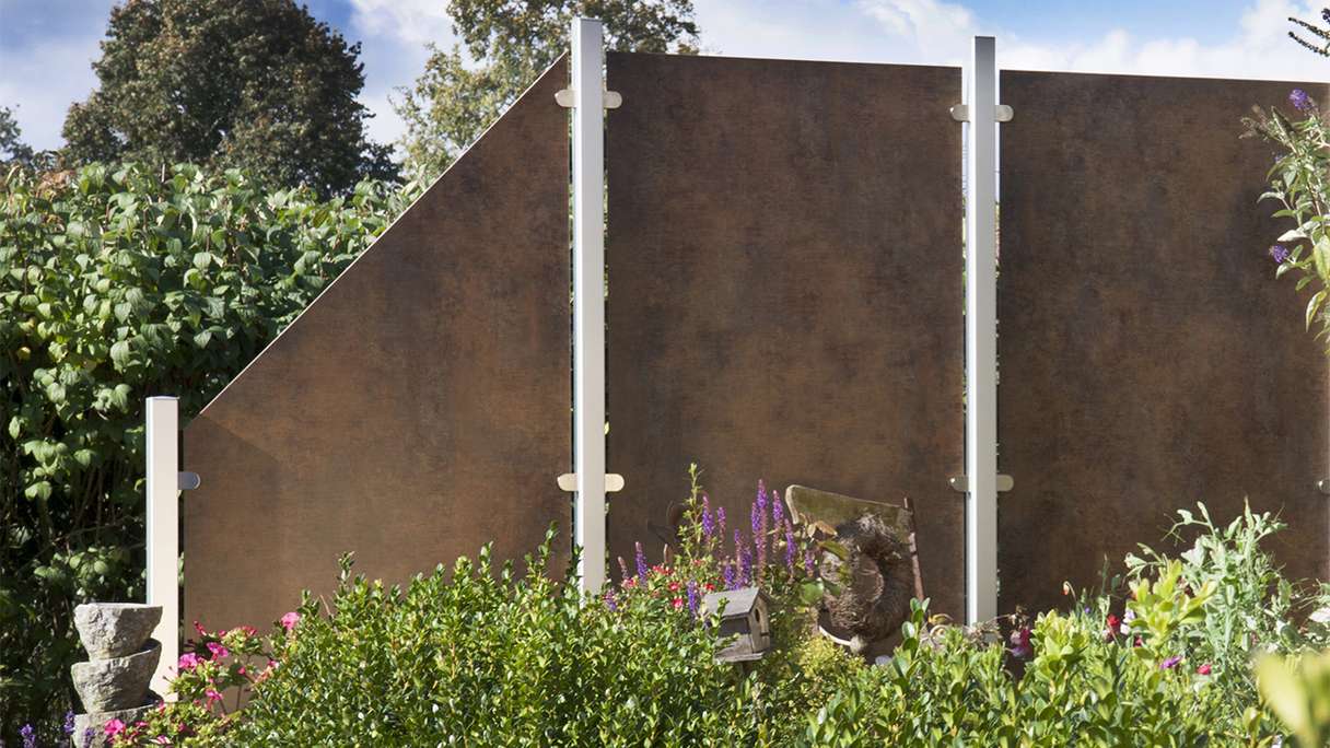 planeo Gardence Resistant - HPL-Sichtschutzzaun Hochkant Rostoptik 90 x 180cm