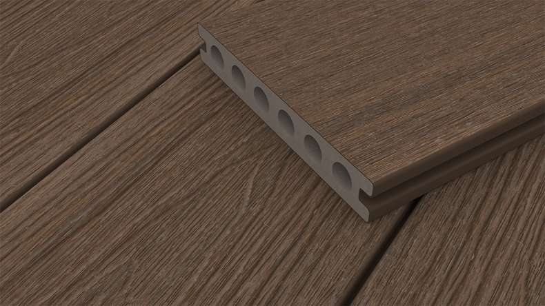 planeo WOODLine Nature - 3m WPC CoEx ummantelte Terrassendiele Verbundprofil leicht - Ipe Braun strukturiert/glatt gebürstet