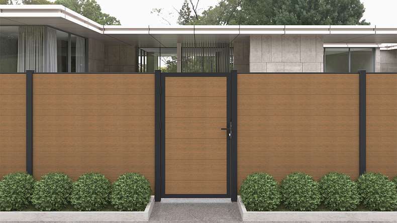 planeo INFINITY XL-Board - WPC CoEx Universaltor Burma Teak mit Anthrazit Alurahmen 100 x 180 cm