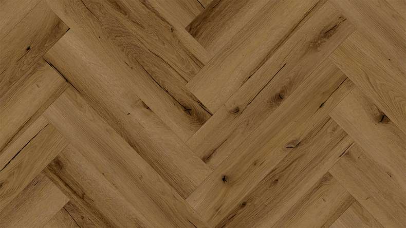 planeo Rigid Klick Vinyl - Brown Oak Fischgrät | Trittschalldämmung integr. (DF-KH-351-055)