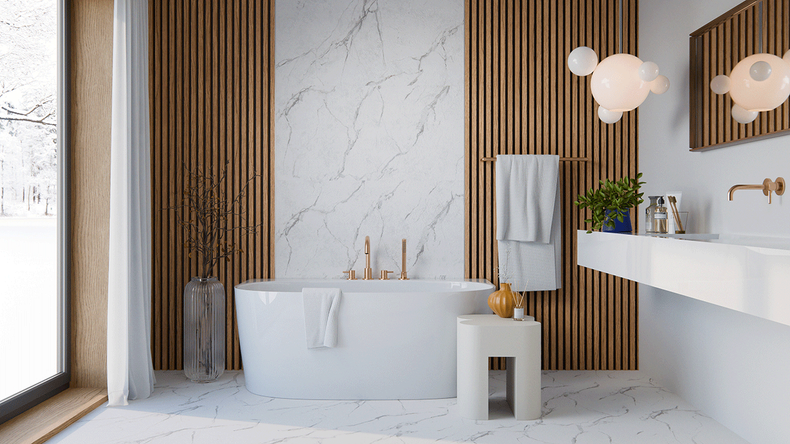 planeo Wandverkleidung SPC - CeraRock Tile Carrara Marble XL 280 x 117,5 cm