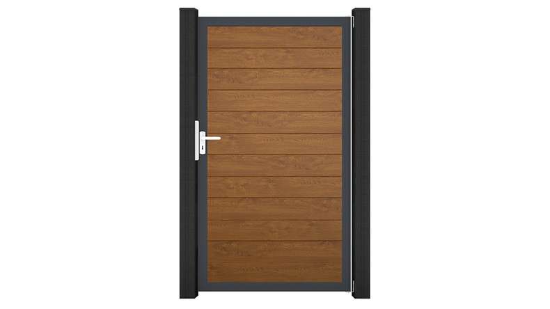 planeo Gardence Simply Small - PVC-Universaltor Golden Oak mit Alu-Rahmen in Anthrazit | DB703 100 x 180 cm