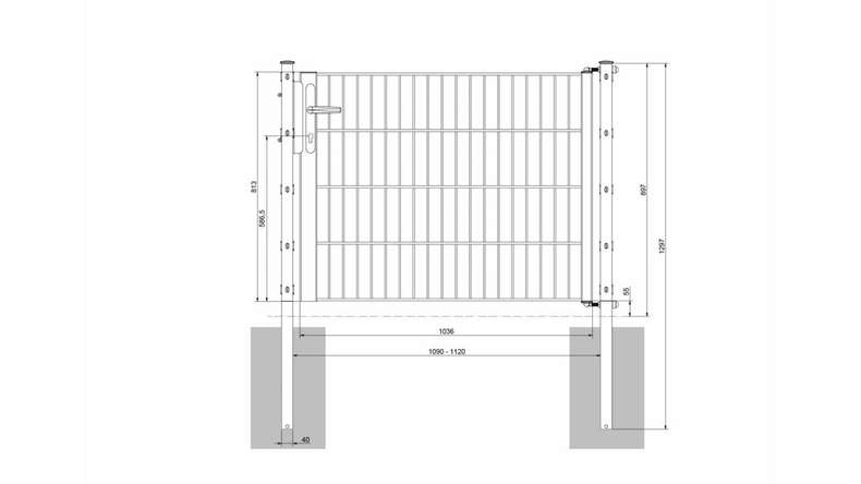 planeo Universaltor leicht 1-flg. Anthrazit - B 1090 mm inkl. Torpfosten