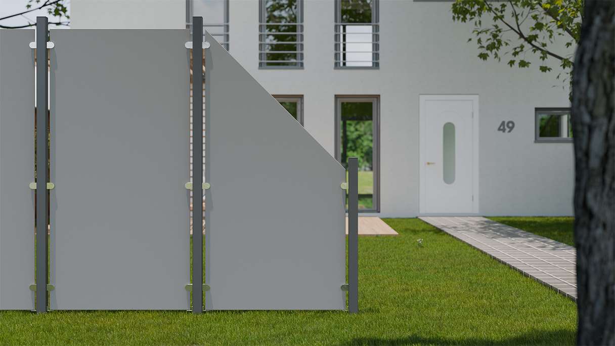 planeo Gardence Resistant - HPL-Sichtschutzzaun Hochkant Uni Grau 90 x 180cm