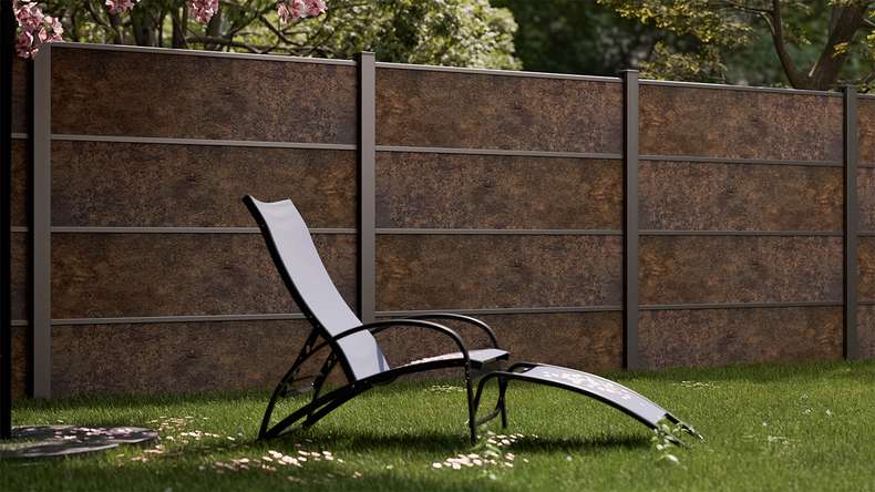 planeo Gardence Resistant - HPL-Steckzaun Rostoptik 180 x 183 cm