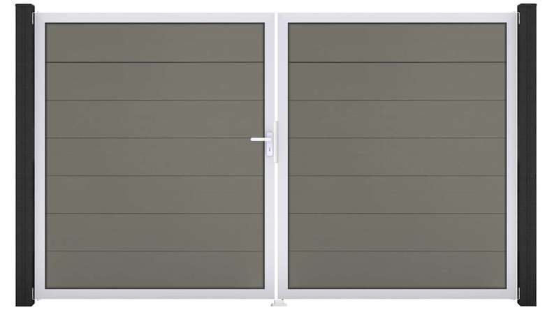 planeo Gardence Strong XL - BPC-Tor - DIN Links 2-flügelig Grau mit Silber-Alurahmen