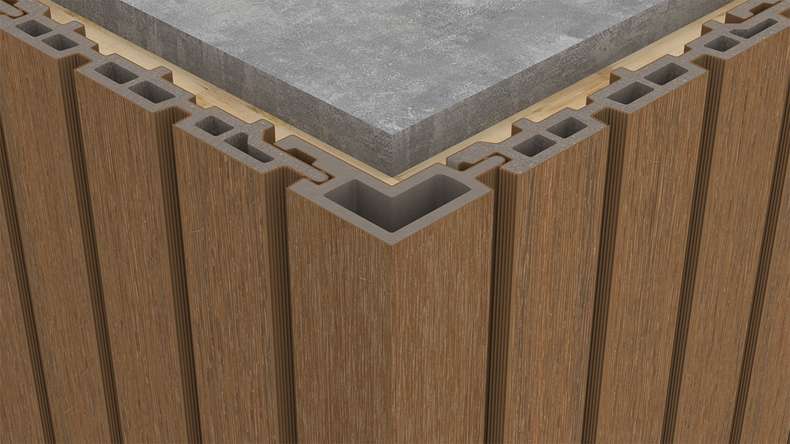 planeo LINEA - WPC CoEx Außenwinkel Burma Teak 2900 x 62 x 55 mm