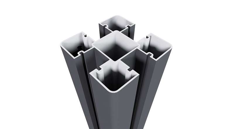 planeo Aluminium Pfosten zum Einbetonieren - Anthrazit 8 x 8 x 150 cm inkl. Pfostenkappe