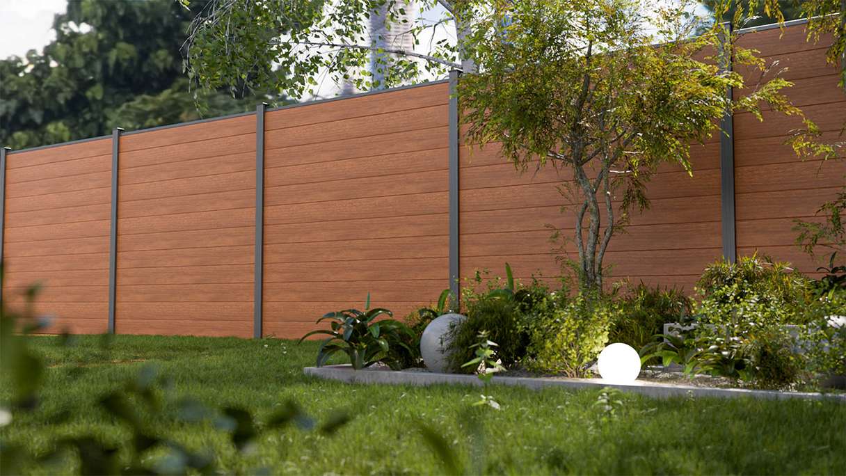 planeo Gardence Simply Small - PVC-Steckzaun Golden Oak 180 x 180 cm