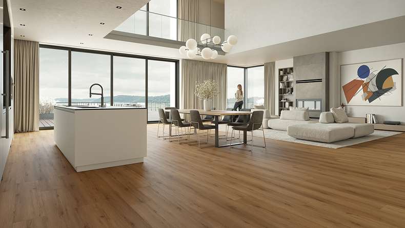 planeo Rigid Klick Vinyl - HOMEtec Pro 50 IXPE Natural Field Oak | Trittschalldämmung integr. (RP-G50-4)