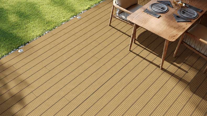 planeo LineWood WPC Terrassendiele Massiv - Erdbraun 3m gerillt/genutet
