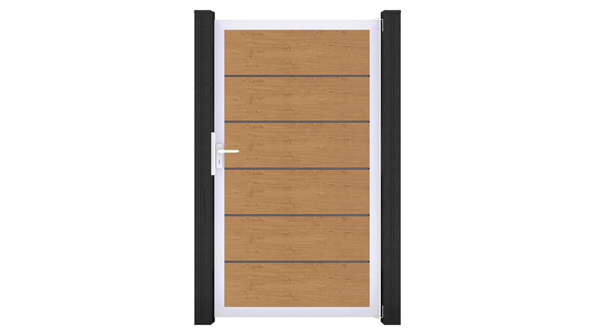 planeo Gardence Simply Premium - PVC-Universaltor Asteiche Natur mit Alu-Rahmen 100 x 180 cm