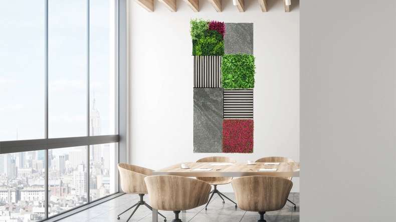 planeo Akustikpaneel - MixWall Mineral Mood Grey Slate 52 x 52 cm | Echtstein (PLMW-00411B)