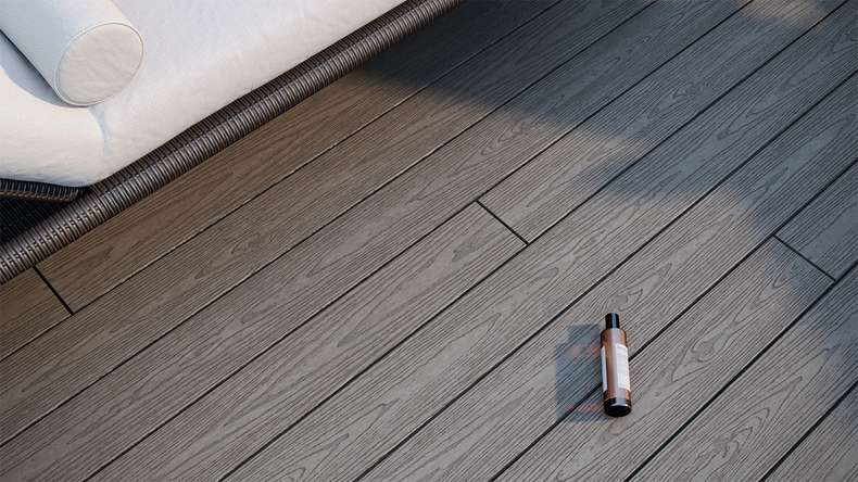 planeo CoEXWood WPC-Terrasse Komplett-Set Massivdiele 3m (23.81m²) - Anthrazitgrau/Graubraun strukturiert