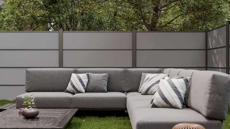 planeo Gardence Resistant - HPL-Steckzaun Uni Grau 180 x 183 cm
