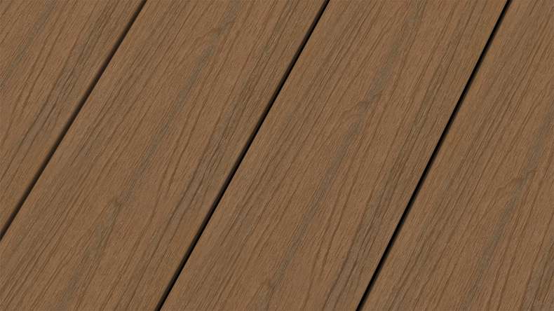 planeo WOODLine Nature - 3m WPC CoEx ummantelte Terrassendiele Verbundprofil leicht - Burma Teak strukturiert/glatt gebürstet