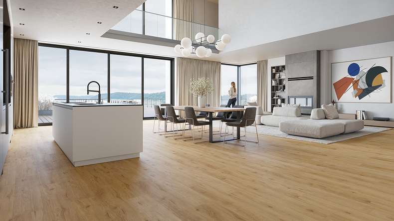 planeo Rigid Klick Vinyl - HOMEtec Pro 50 IXPE Ivory Natural Oak | Trittschalldämmung integr. (RP-G50-6)